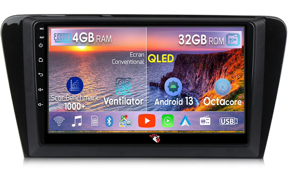 Navigatie dedicata Skoda Octavia A7 2014, 10.1", 4GB RAM 32GB ROM, QLED, Octacore, DSP, RDS, 4G, Android 13, WI-FI, Bluetooth, Magazin Play, Camera marsarier [1]