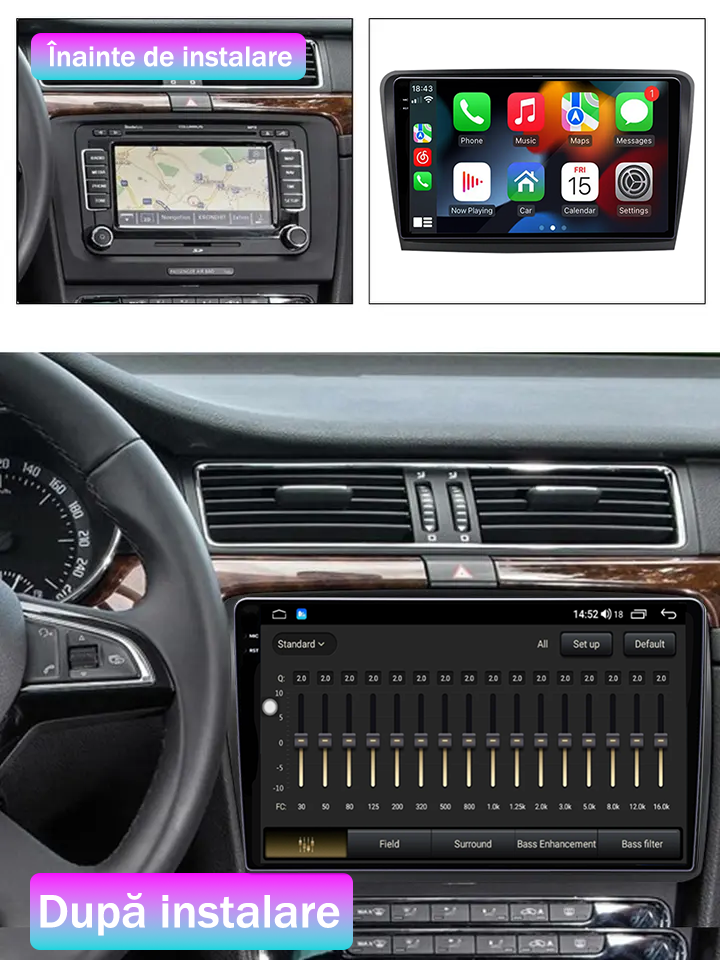 Navigatie dedicata Skoda Superb 2008-2015, 12GB RAM 256GB ROM, Android 13, Rezolutie 2K, Display QLED, 10", DSP, Carplay, Android Auto, Internet, Youtube, Waze, Wi Fi, USB [5]