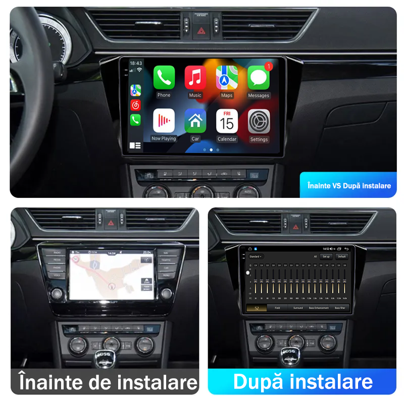 Navigatie dedicata Skoda Superb 2016-2019, 12GB RAM 256GB ROM, Android 13, Rezolutie 2K, Display QLED, 9", DSP, Carplay, Android Auto, Internet, Youtube, Waze, Wi Fi, USB [5]