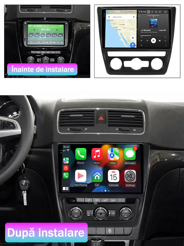 Navigatie dedicata Skoda Yeti 5L 2009-2014, 12GB RAM 256GB ROM, Android 13, Rezolutie 2K, Display QLED, 10", DSP, Carplay, Android Auto, Internet, Youtube, Waze, Wi Fi, USB [3]