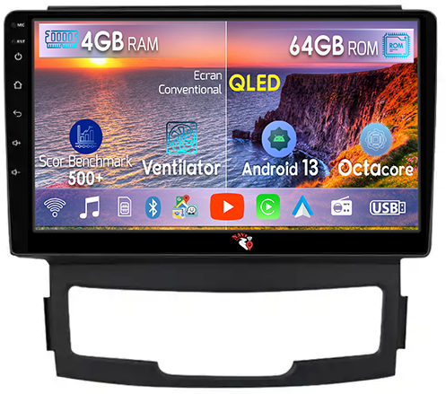 Navigatie dedicata SsangYong Korando 2010-2013, 4GB RAM 64GB ROM, Octacore, Android 13, Display QLED 9", DSP, Carplay, Android Auto, Internet, Youtube, Waze, WIFI, Bluetooth [1]