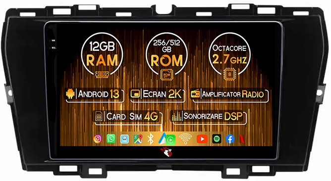 Navigatie dedicata SsangYong Tivoli 2019-2021, 12GB RAM 256GB ROM, Android 13, Rezolutie 2K, Display QLED, 9", DSP, Carplay, Android Auto, Internet, Youtube, Waze, Wi Fi, USB [1]