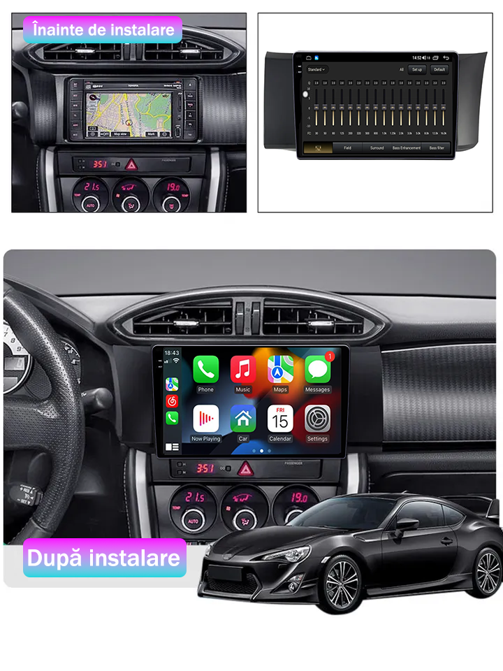Navigatie dedicata Subaru BRZ 2012-2016, 12GB RAM 256GB ROM, Android 13, Rezolutie 2K, Display QLED, 9", DSP, Carplay, Android Auto, Internet, Youtube, Waze, Wi Fi, USB [4]