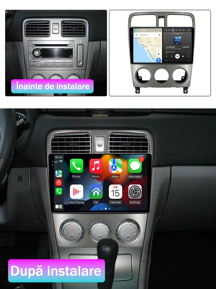Navigatie dedicata Subaru Forester 2004-2008 , 12GB RAM 256GB ROM, Android 13, Rezolutie 2K, Display QLED, 9", DSP, Carplay, Android Auto, Internet, Youtube, Waze, Wi Fi, USB [4]
