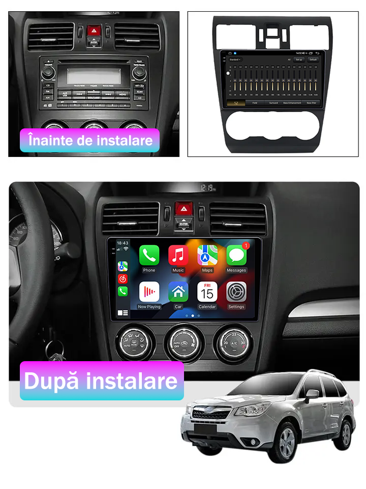 Navigatie dedicata Subaru Forester 2013-2014 , 12GB RAM 256GB ROM, Android 13, Rezolutie 2K, Display QLED, 9", DSP, Carplay, Android Auto, Internet, Youtube, Waze, Wi Fi, USB [5]