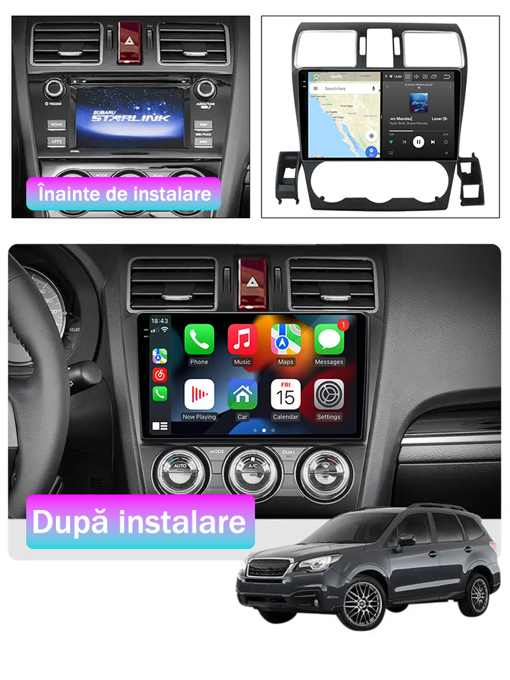 Navigatie dedicata Subaru Forester 2015-2017, 12GB RAM 256GB ROM, Android 13, Rezolutie 2K, Display QLED, 9", DSP, Carplay, Android Auto, Internet, Youtube, Waze, Wi Fi, USB [5]
