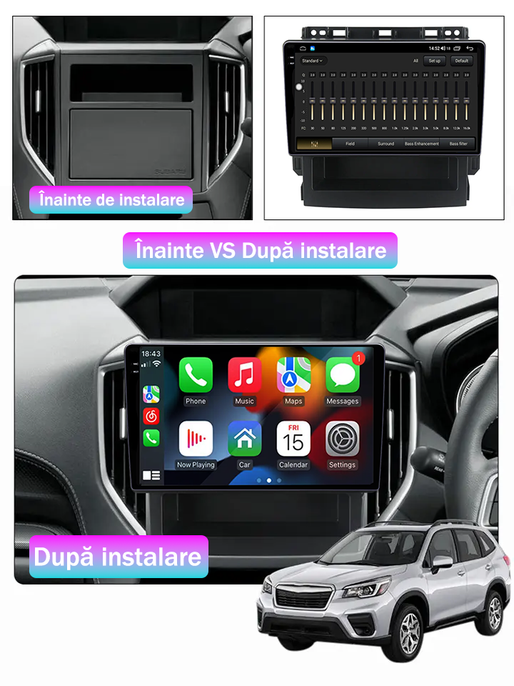 Navigatie dedicata Subaru Forester 2017-2020 , 12GB RAM 256GB ROM, Android 13, Rezolutie 2K, Display QLED, 9", DSP, Carplay, Android Auto, Internet, Youtube, Waze, Wi Fi, USB [5]