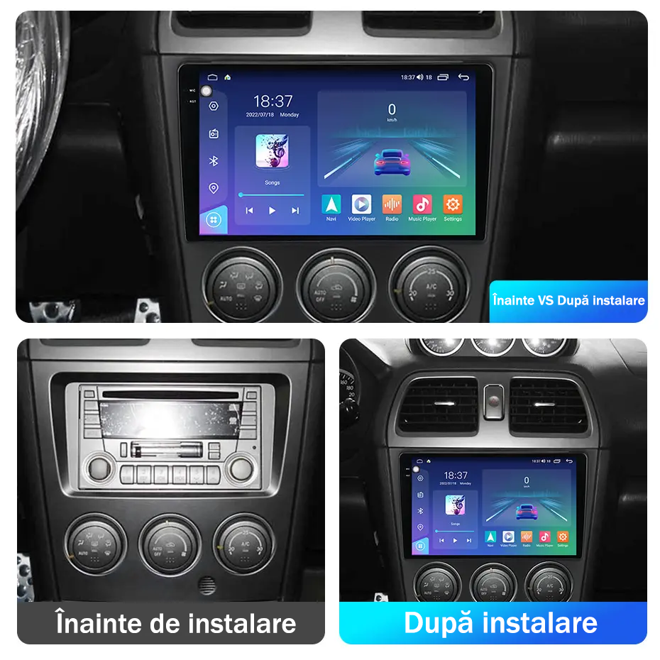 Navigatie dedicata Subaru Impreza 2002-2007, 12GB RAM 256GB ROM, Android 13, Rezolutie 2K, Display QLED, 9", DSP, Carplay, Android Auto, Internet, Youtube, Waze, Wi Fi, USB [4]