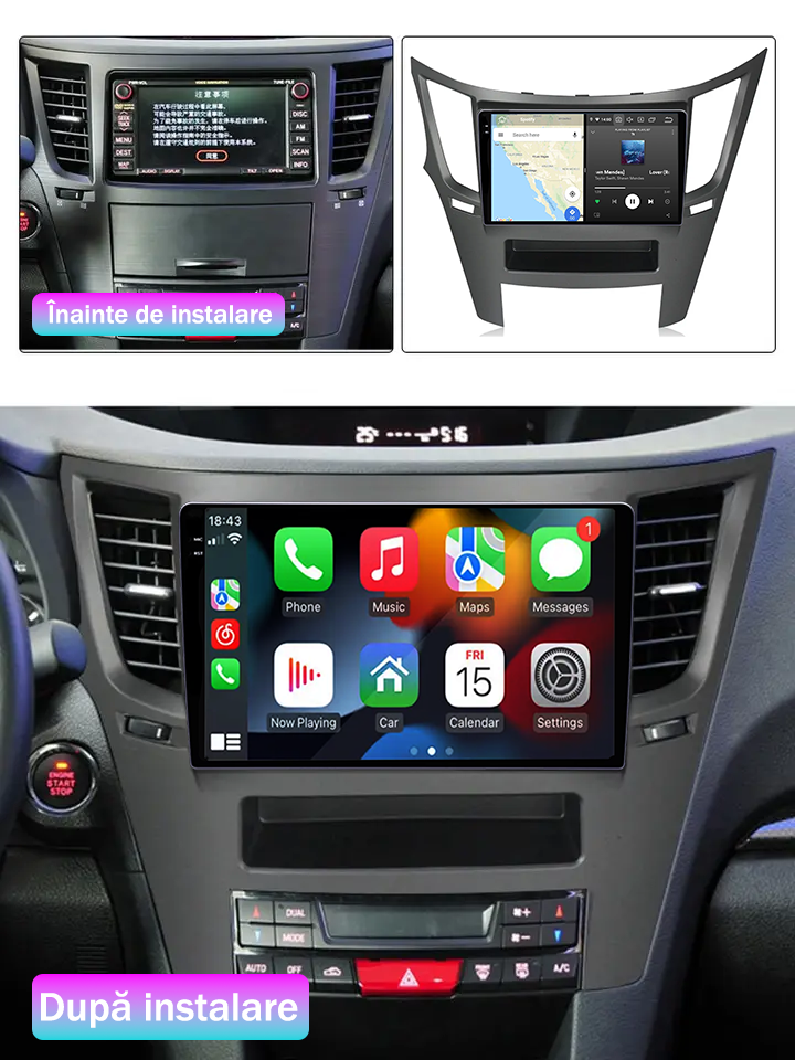 Navigatie dedicata Subaru Legacy Outback 2009-2014, 12GB RAM 256GB ROM, Android 13, Rezolutie 2K, Display QLED, 9", DSP, Carplay, Android Auto, Internet, Youtube, Waze, Wi Fi, USB [2]