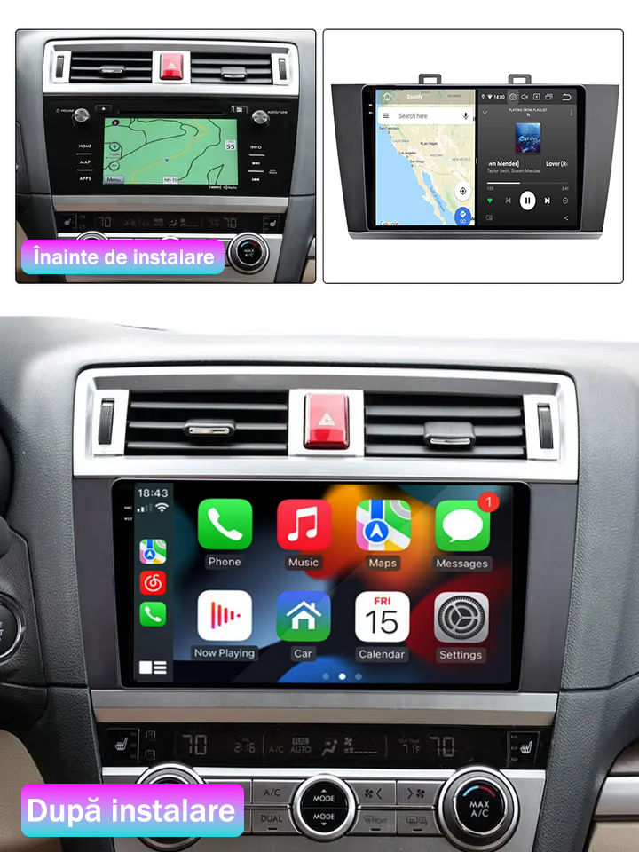 Navigatie dedicata Subaru Legacy Outback 2015-2018, 12GB RAM 256GB ROM, Android 13, Rezolutie 2K, Display QLED, 9", DSP, Carplay, Android Auto, Internet, Youtube, Waze, Wi Fi, USB [3]
