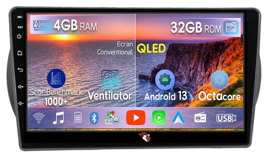 Navigatie dedicata Suzuki Alto 2013-, 4 GB RAM 32GB ROM, Android 13, Display QLED, 9", DSP, Carplay, Android Auto, Internet, Youtube , Waze , WI-FI , USB , Bluetooth [1]