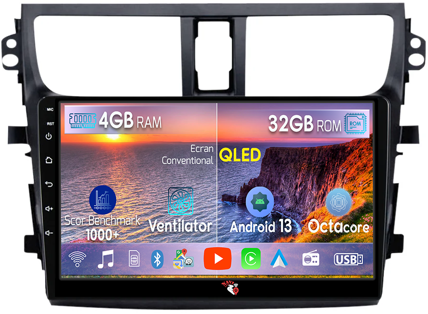 Navigatie dedicata Suzuki Celerio 2015-2018, 4 GB RAM 32 ROM, Android 13, Display QLED, 9", DSP, Carplay, Android Auto, Internet, Youtube , Waze , WI-FI , USB , Bluetooth [1]
