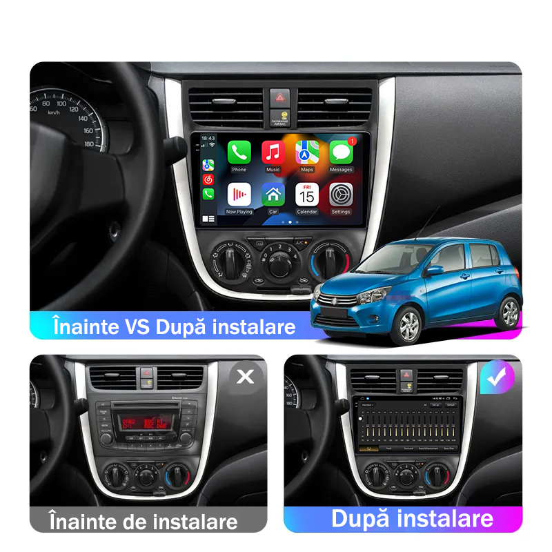 Navigatie dedicata Suzuki Celerio 2015-2018, 12GB RAM 256GB ROM, Android 13, Rezolutie 2K, Display QLED, 9", DSP, Carplay, Android Auto, Internet, Youtube, Waze, Wi Fi, USB [5]