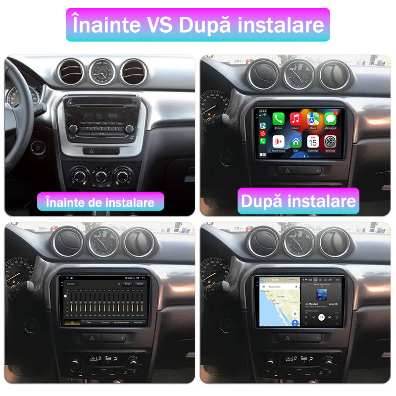 Navigatie dedicata Suzuki Grand Vitara ( 2016 + ), 12GB RAM 256GB ROM, Android 13, Rezolutie 2K, Display QLED, 9", DSP, Carplay, Android Auto, Internet, Youtube, Waze, Wi Fi, USB [5]