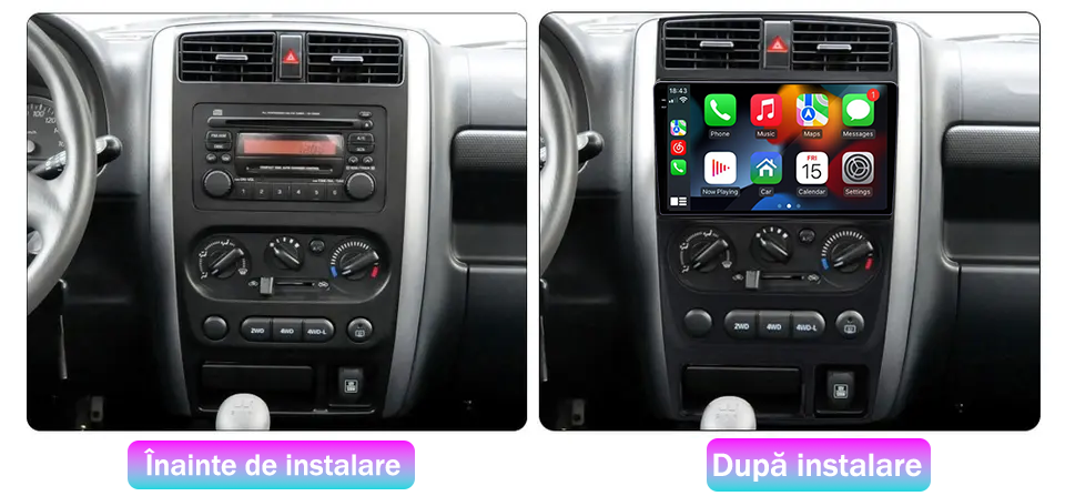 Navigatie dedicata Suzuki Jimny 2007-2012, 12GB RAM 256GB ROM, Android 13, Rezolutie 2K, Display QLED, 9", DSP, Carplay, Android Auto, Internet, Youtube, Waze, Wi Fi, USB [5]