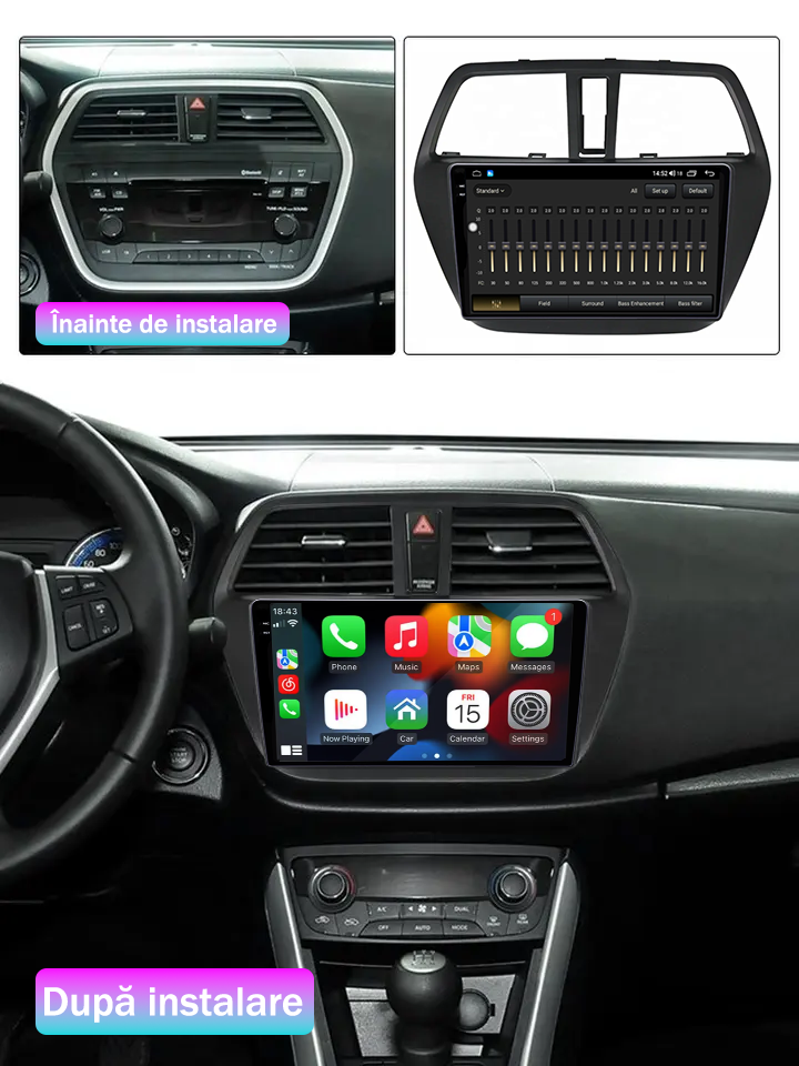 Navigatie dedicata Suzuki S-cross 2012-2016, 12GB RAM 256GB ROM, Android 13, Rezolutie 2K, Display QLED, 9", DSP, Carplay, Android Auto, Internet, Youtube, Waze, Wi Fi, USB [5]