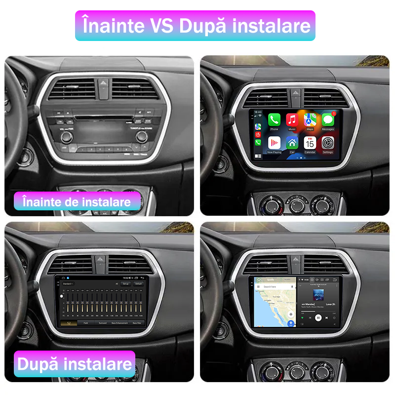 Navigatie dedicata Suzuki SX4 2014 S Cross, 12GB RAM 256GB ROM, Android 13, Rezolutie 2K, Display QLED, 9", DSP, Carplay, Android Auto, Internet, Youtube, Waze, Wi Fi, USB [4]