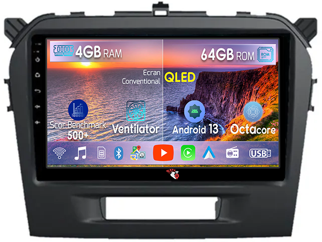 Navigatie dedicata Suzuki Vitara 2014-2018, 4GB RAM 64GB ROM, Octacore, Android 13, Display QLED 9", DSP, Carplay, Android Auto, Internet, Youtube, Waze, WIFI, Bluetooth [1]