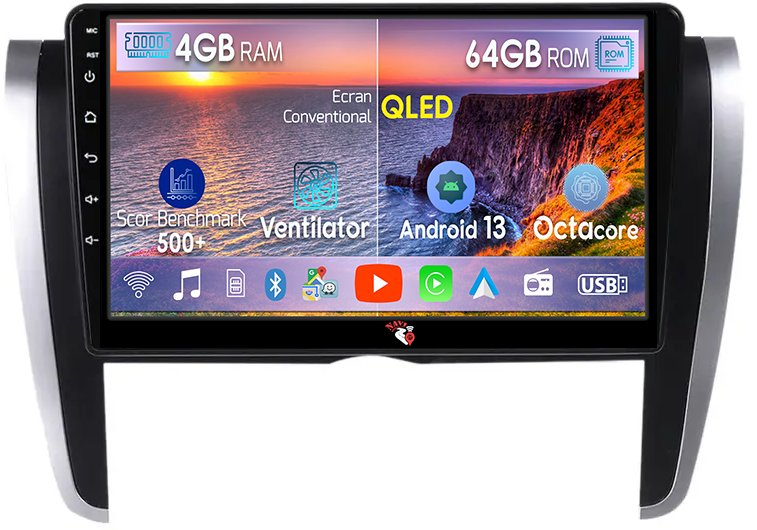 Navigatie dedicata Toyota Allion 2007-2020, 4GB RAM 64GB ROM, Octacore, Android 13, Display QLED 9", DSP, Carplay, Android Auto, Internet, Youtube, Waze, WIFI, Bluetooth [1]