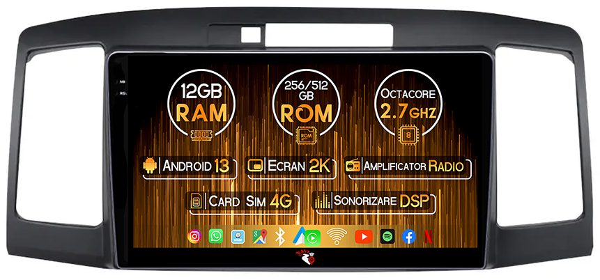 Navigatie dedicata Toyota Allion Premio 2001-2007, 12GB RAM 256GB ROM, Android 13, Rezolutie 2K, Display QLED, 9", DSP, Carplay, Android Auto, Internet, Youtube, Waze, Wi Fi, USB [1]