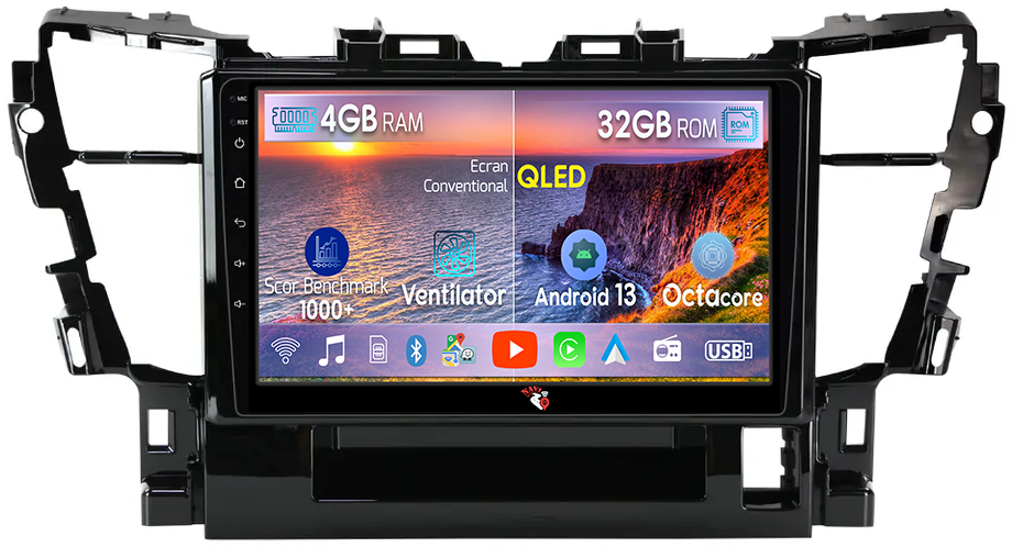 Navigatie dedicata Toyota Alphard 2015-2020, 4 GB RAM 32 ROM, Android 13, Display QLED, 10", DSP, Carplay, Android Auto, Internet, Youtube, Waze, WI-FI, USB, Bluetooth [1]