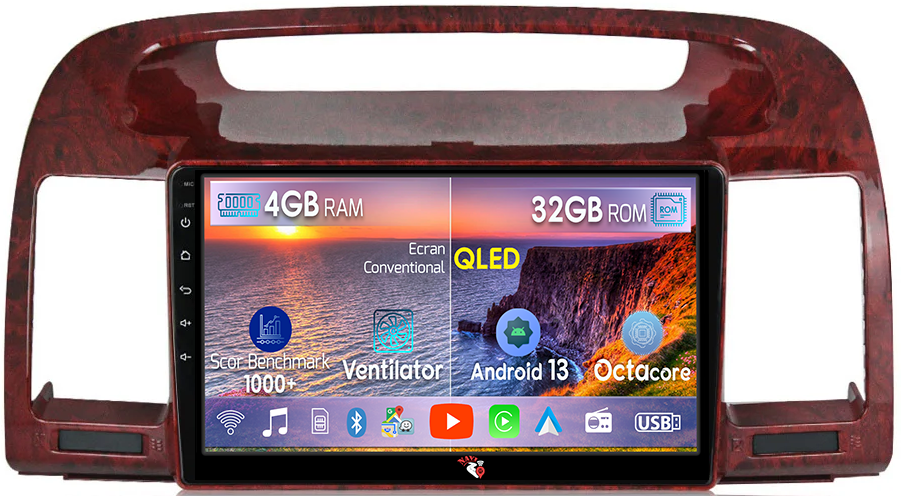 Navigatie dedicata Toyota Camry 2002-2006, 4 GB RAM 32 ROM, Android 13, Display QLED, 9", DSP, Carplay, Android Auto, Internet, Youtube, Waze, WI-FI, USB, Bluetooth [1]