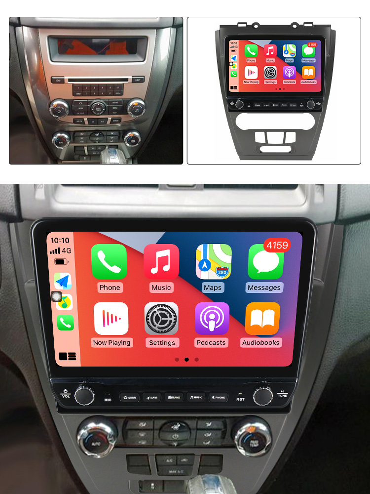 Navigatie dedicata Fusion Mondeo 2009-2012 cu butoane rotative model 2024, 4GB RAM 64GB ROM, Quadcore, Android 13, Display QLED 10", DSP, Carplay, Android Auto, Internet, Youtube, Waz [4]