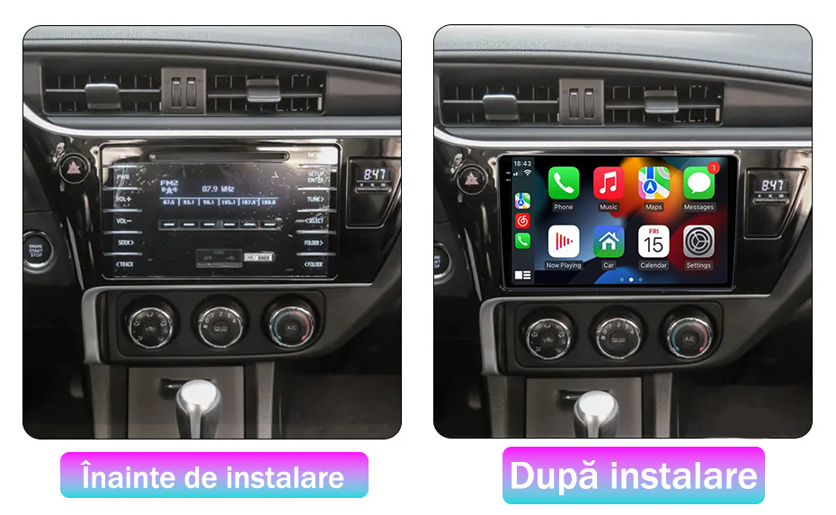 Navigatie dedicata Toyota Corolla 11 Auris E180 2017-2018, 12GB RAM 256GB ROM, Android 13, Rezolutie 2K, Display QLED, 9", DSP, Carplay, Android Auto, Internet, Youtube, Waze [5]