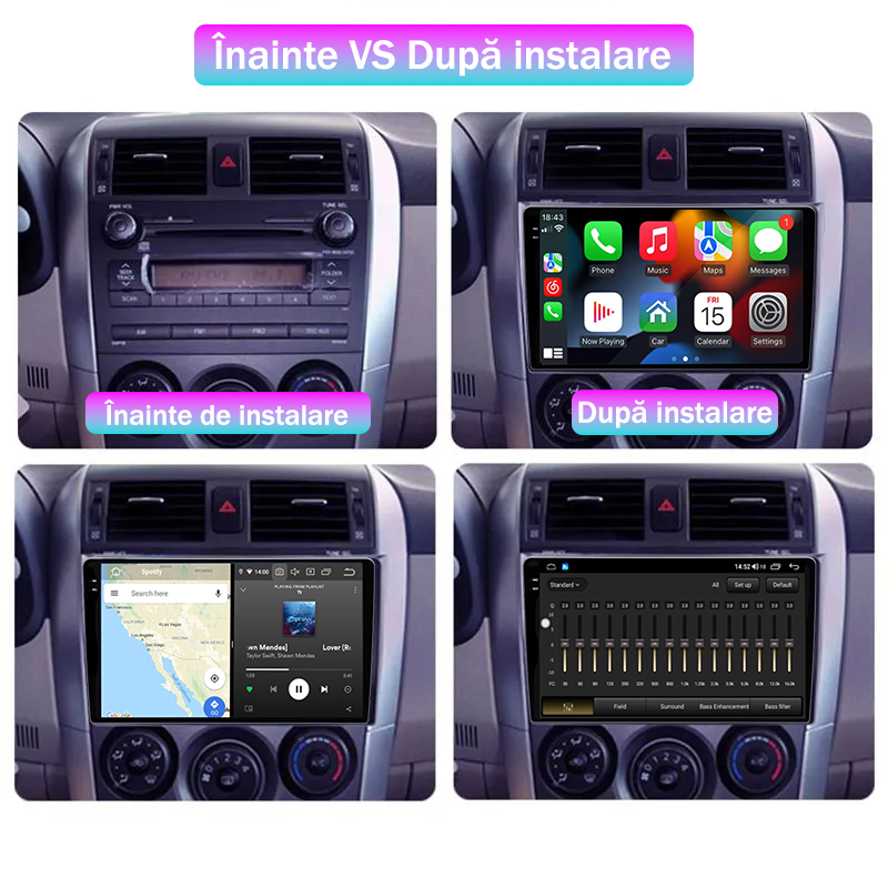Navigatie dedicata Toyota Corolla 2006-2013, 12GB RAM 256GB ROM, Android 13, Rezolutie 2K, Display QLED, 9", DSP, Carplay, Android Auto, Internet, Youtube, Waze, Wi Fi, USB [5]