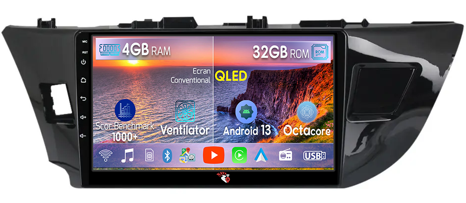 Navigatie dedicata Toyota Corolla 2012-2016, 4 GB RAM 32 ROM, Android 13, Display QLED, 10", DSP, Carplay, Android Auto, Internet, Youtube, Waze, WI-FI, USB, Bluetooth [1]