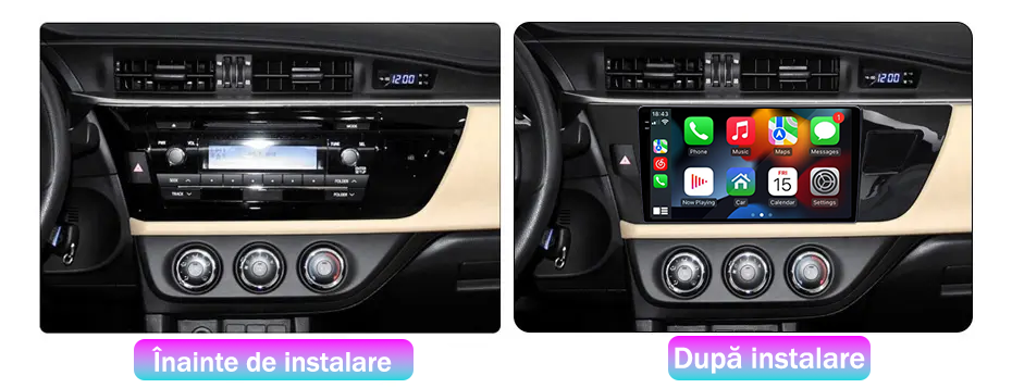 Navigatie dedicata Toyota Corolla 2013-2018, 12GB RAM 256GB ROM, Android 13, Rezolutie 2K, Display QLED, 9", DSP, Carplay, Android Auto, Internet, Youtube, Waze, Wi Fi, USB [5]