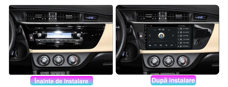 Navigatie dedicata Toyota Corolla 2013-2018, 4GB RAM 64GB ROM, Octacore, Android 13, Display QLED 9", DSP, Carplay, Android Auto, Internet, Youtube, Waze, WIFI, Bluetooth [3]