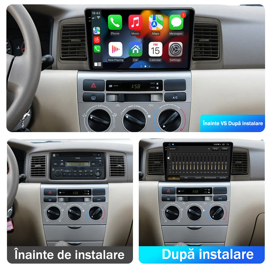 Navigatie dedicata Toyota Corolla EX 2007-2012, 12GB RAM 256GB ROM, Android 13, Rezolutie 2K, Display QLED, 9", DSP, Carplay, Android Auto, Internet, Youtube, Waze, Wi Fi, USB [5]