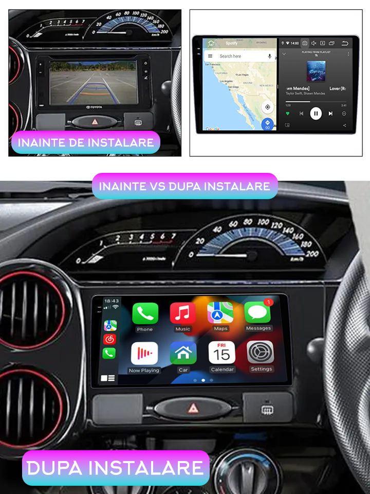 Navigatie dedicata Toyota Etios, 12GB RAM 256GB ROM, Android 13, Rezolutie 2K, Display QLED, 9", DSP, Carplay, Android Auto, Internet, Youtube, Waze, Wi Fi, USB [5]