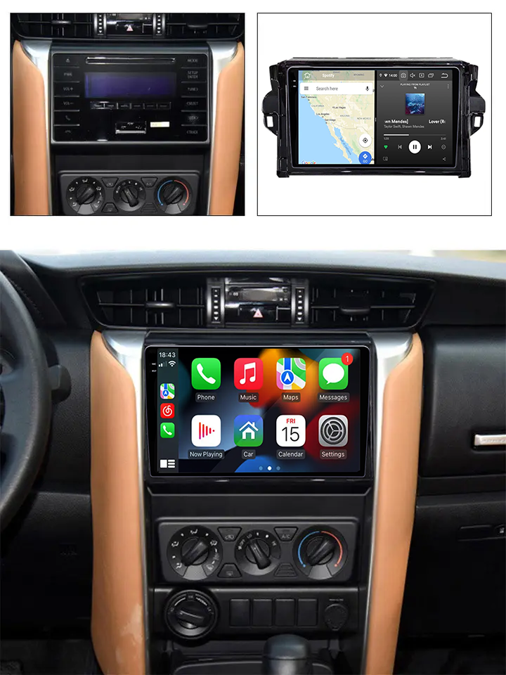 Navigatie dedicata Toyota Fortuner 2015-2020, 12GB RAM 256GB ROM, Android 13, Rezolutie 2K, Display QLED, 9", DSP, Carplay, Android Auto, Internet, Youtube, Waze, Wi Fi, USB [5]