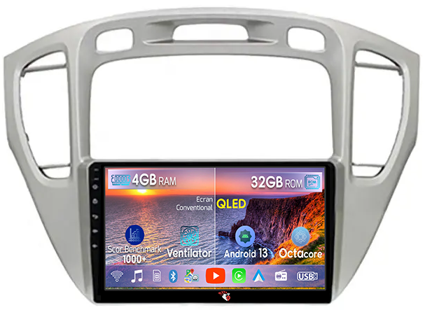 Navigatie dedicata Toyota Highlander 2000-2007, 4GB RAM 32GB ROM, Android 13 , Display 9 " , Internet, Aplicatii, Waze, WI-FI, USB, Bluetooth, Mirrorlink [1]