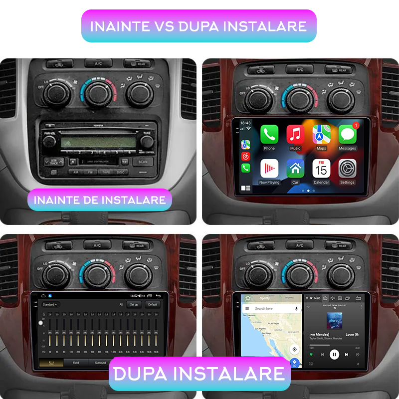 Navigatie dedicata Toyota Highlander 2000-2007, 12GB RAM 256GB ROM, Android 13, Rezolutie 2K, Display QLED, 9", DSP, Carplay, Android Auto, Internet, Youtube, Waze, Wi Fi, USB [5]