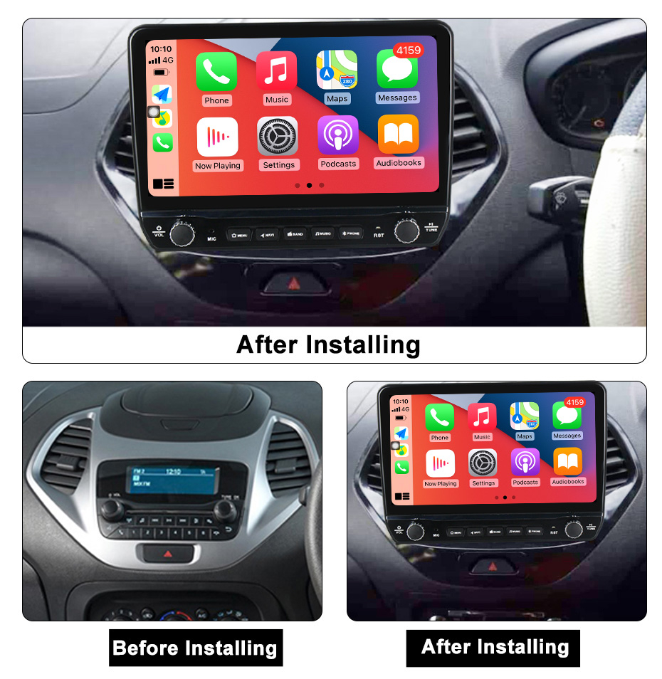 Navigatie dedicata Figo 2015-2018 cu butoane rotative model 2024, 9 Inch, 2GB RAM 32GB ROM, Quadcore, Android 13, WiFi, Bluetooth, Magazin Play [5]