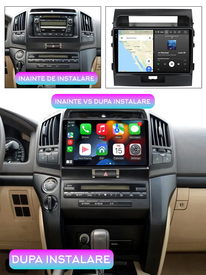 Navigatie dedicata Toyota Land Cruiser 200 2008-2015, 8GB RAM 128GB ROM, Octacore, Platforma 7862, Android 14, Display QLED 10", Suporta camera 360", DSP, Carplay&Android Auto, SIM 4G, Ventilator A [4]