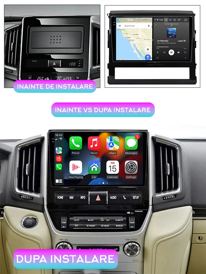 Navigatie dedicata Toyota Land Cruiser 2016, 12GB RAM 256GB ROM, Android 13, Rezolutie 2K, Display QLED, 9", DSP, Carplay, Android Auto, Internet, Youtube, Waze, Wi Fi, USB [5]
