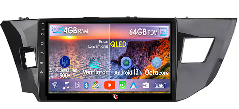 Navigatie dedicata Toyota Levin 2014, 4GB RAM 64GB ROM, Octacore, Android 13, Display QLED 10", DSP, Carplay, Android Auto, Internet, Youtube, Waze, WIFI, Bluetooth [1]