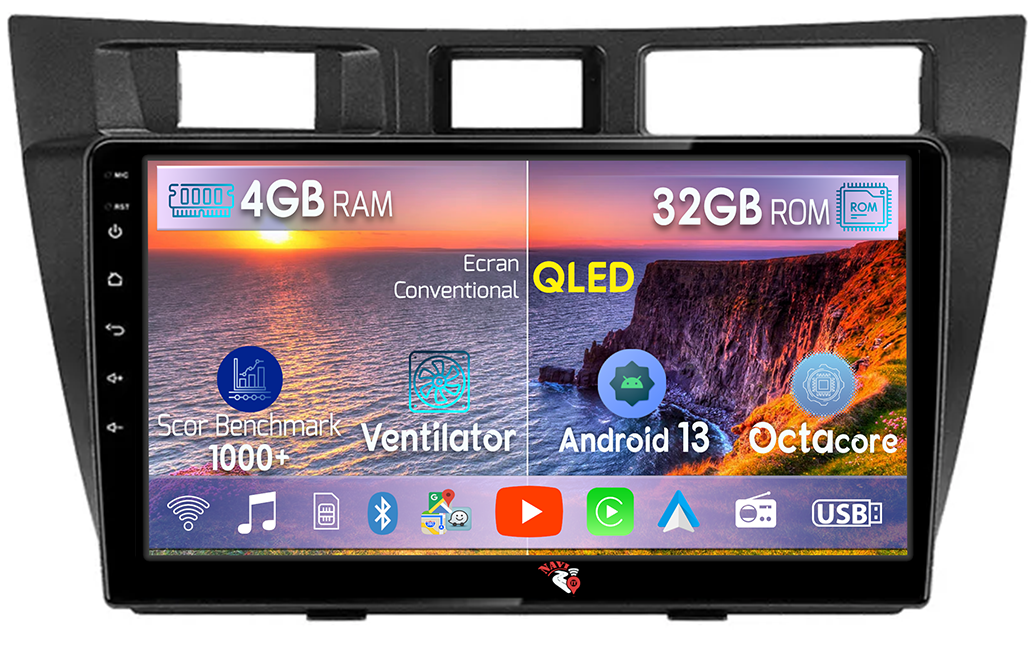 Navigatie dedicata Toyota Mark 2000-2007, 4GB RAM 32GB ROM, Android 13, Display 9 " , Internet, Aplicatii, Waze, WI-FI, USB, Bluetooth, Mirrorlink [1]
