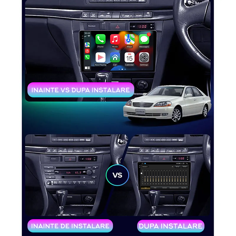 Navigatie dedicata Toyota Mark 2000-2007, 4GB RAM 32GB ROM, Android 13, Display 9 " , Internet, Aplicatii, Waze, WI-FI, USB, Bluetooth, Mirrorlink [6]