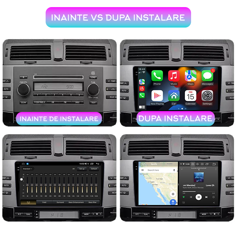 Navigatie dedicata Toyota Mark 2004-2009, 12GB RAM 256GB ROM, Android 13, Rezolutie 2K, Display QLED, 9", DSP, Carplay, Android Auto, Internet, Youtube, Waze, Wi Fi, USB [5]
