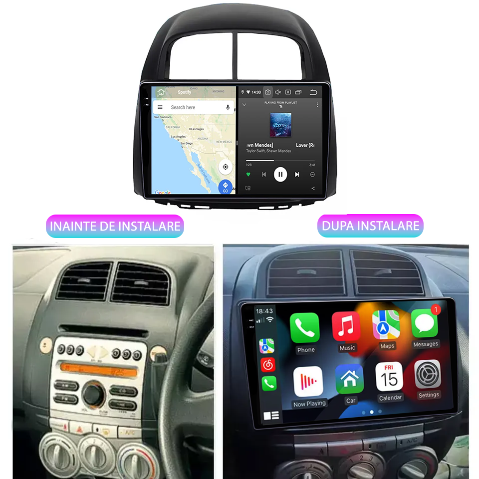 Navigatie dedicata Toyota Passo Daihatsu Boon Sirion Subaru Justy Perodua Myvi, 12GB RAM 256GB ROM, Android 13, Rezolutie 2K, Display QLED, 9", DSP, Carplay, Android Auto, Interne [3]