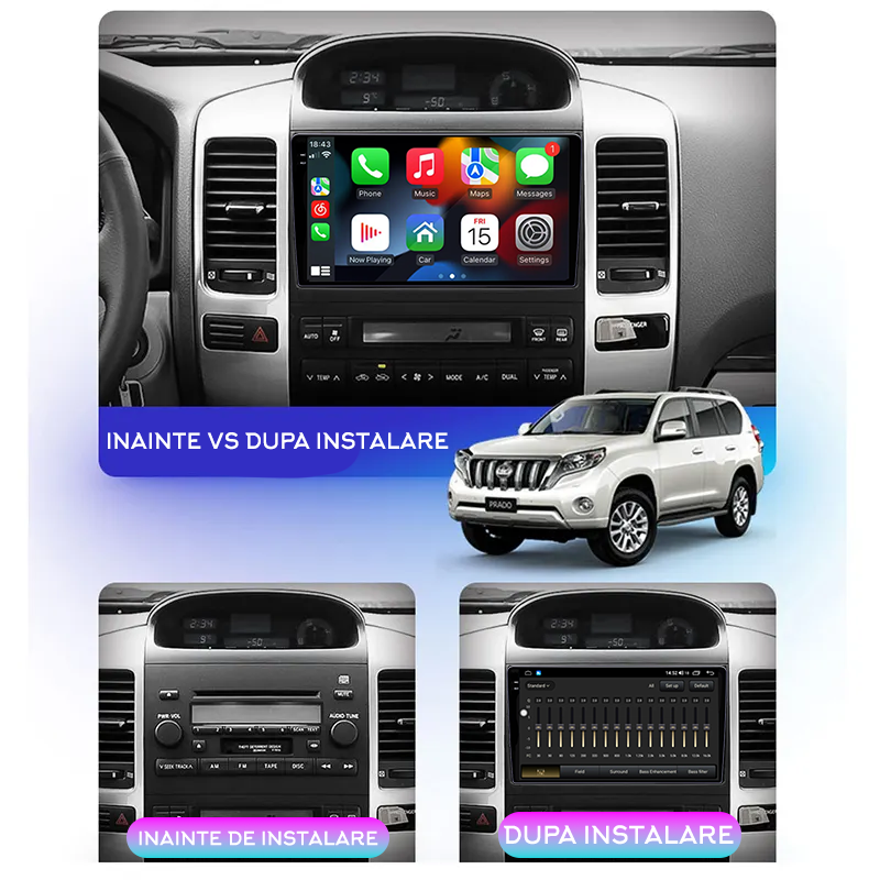 Navigatie dedicata Toyota Prado 2004-2009, 12GB RAM 256GB ROM, Android 13, Rezolutie 2K, Display QLED, 9", DSP, Carplay, Android Auto, Internet, Youtube, Waze, Wi Fi, USB [5]
