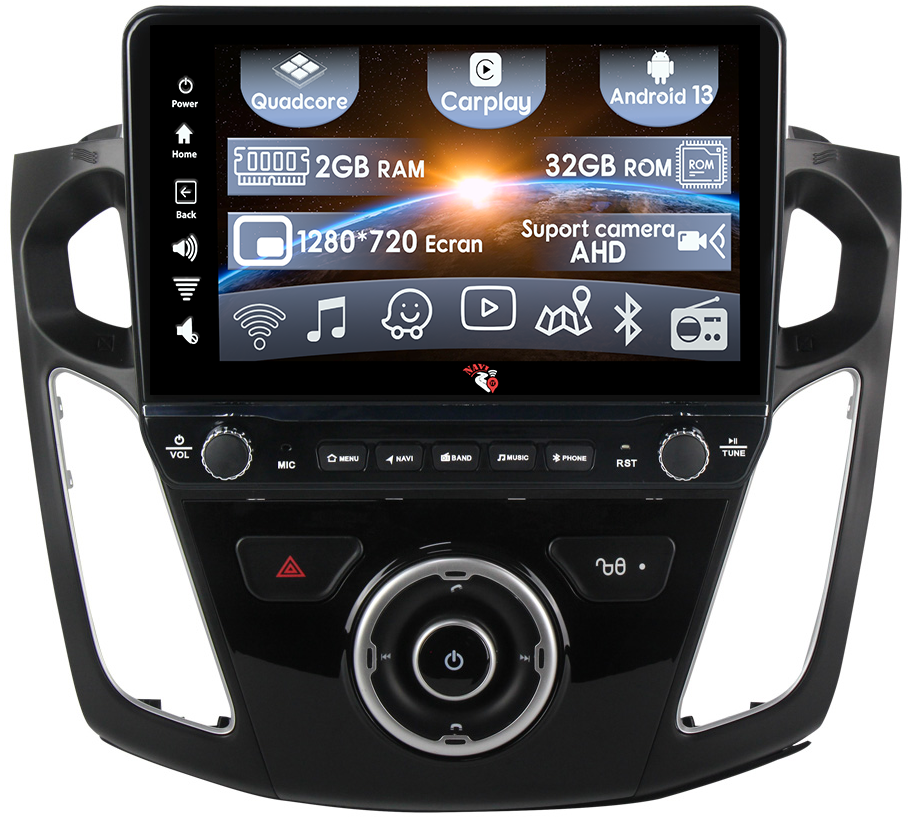 Navigatie dedicata Ford Focus 2012-2018 cu butoane rotative model 2024, 9 Inch, 2GB RAM 32GB ROM, Quadcore, Android 13, WiFi, Bluetooth, Magazin Play [1]