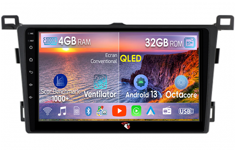 Navigatie dedicata Toyota RAV4 2013-2018, 4 GB RAM 32 ROM, Android 13, Display QLED, 9", DSP, Carplay, Android Auto, Internet, Youtube, Waze, WI-FI, USB, Bluetooth [1]