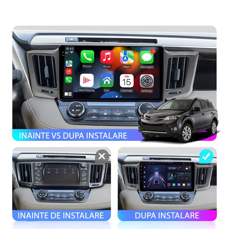 Navigatie dedicata Toyota RAV4 2013-2018, 12GB RAM 256GB ROM, Android 13, Rezolutie 2K, Display QLED, 9", DSP, Carplay, Android Auto, Internet, Youtube, Waze, Wi Fi, USB [5]