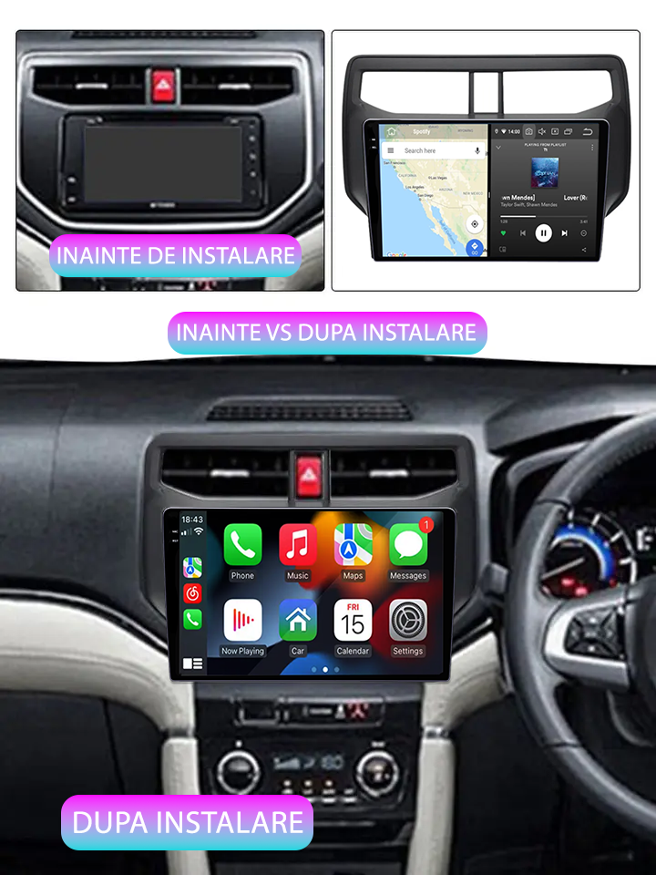 Navigatie dedicata Toyota Rush 2018-2019, 12GB RAM 256GB ROM, Android 13, Rezolutie 2K, Display QLED, 9", DSP, Carplay, Android Auto, Internet, Youtube, Waze, Wi Fi, USB [4]